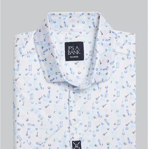 Jos. A. Bank Other - Traveler Performance Tailored Fit Golf Polo | XX Large White/Blue/Pink Shirt